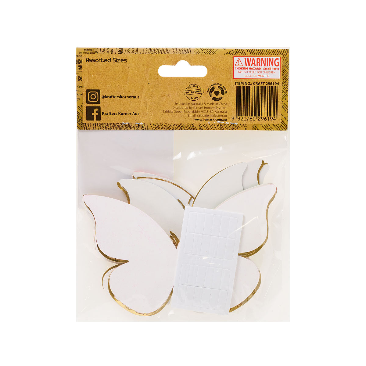 3D Butterflies Glitter 12pk Assorted