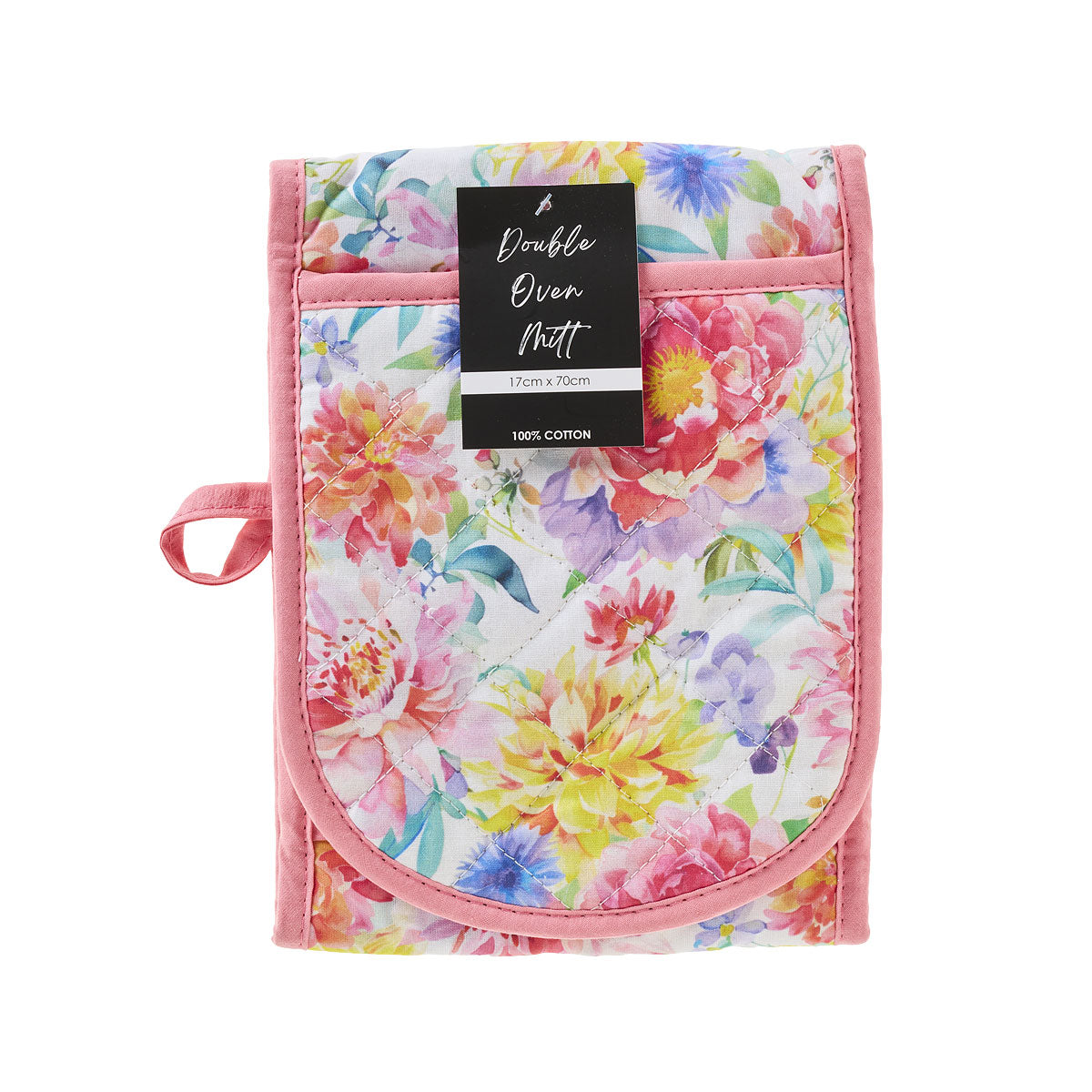 Printed Double Oven Glove Leopard/Floral