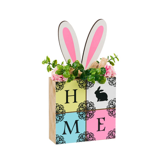 Easter Tabletop Home Block With Flowers