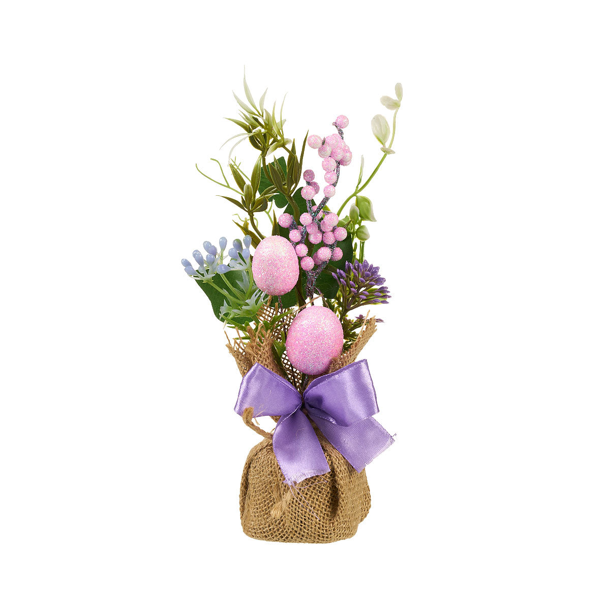 Easter Faux Florals In Hessian Bag Assorted