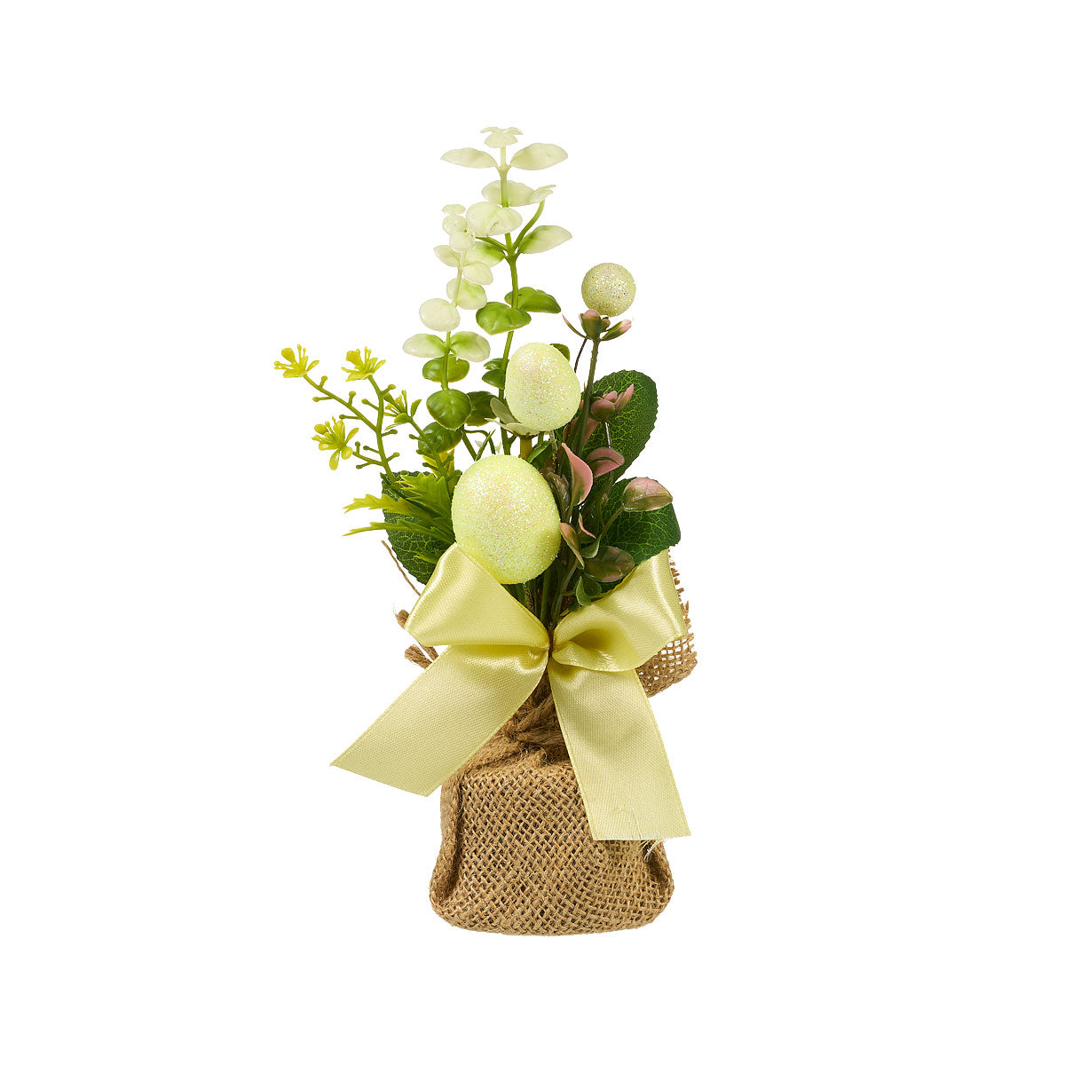 Easter Faux Florals In Hessian Bag Assorted