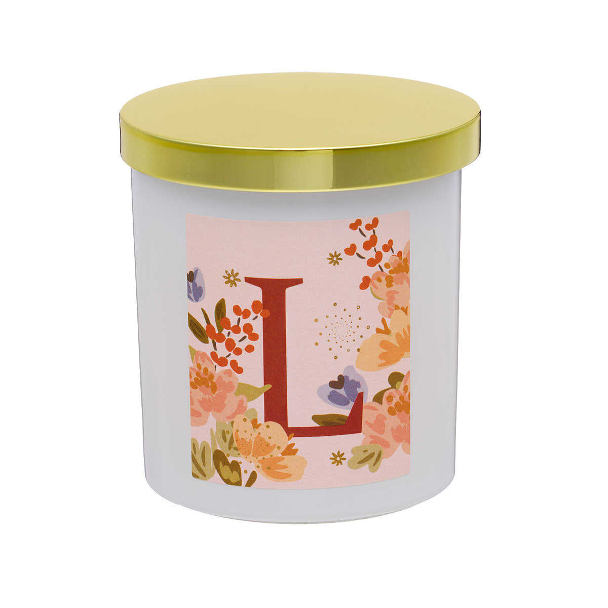 Floral Monogram Candle Gold Lid Assorted