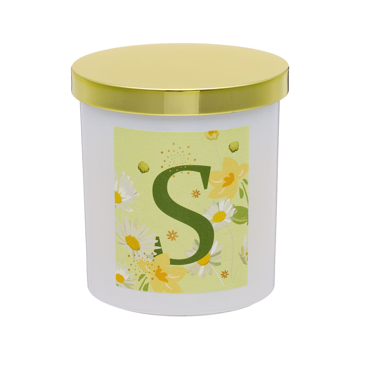 Floral Monogram Candle Gold Lid Assorted