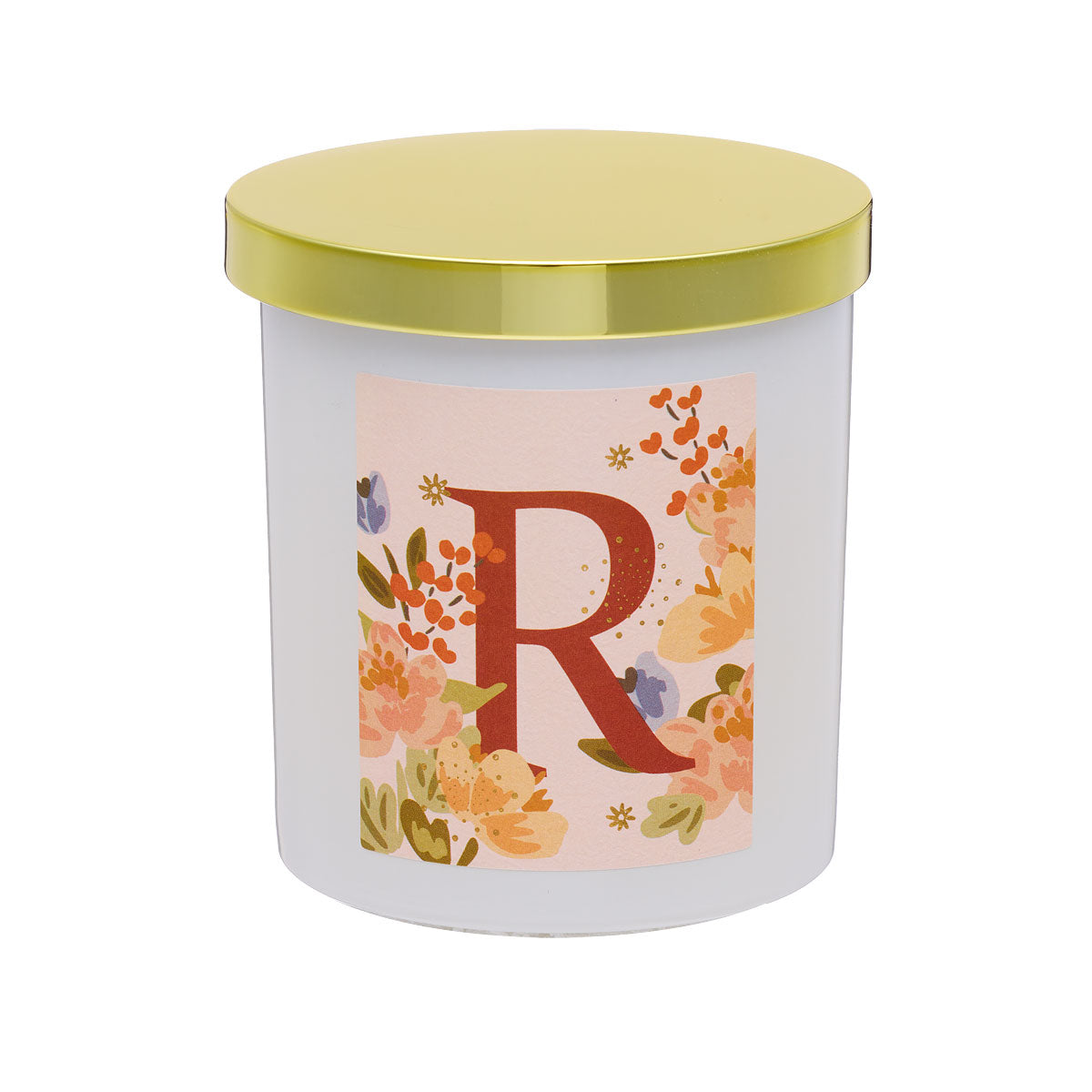Floral Monogram Candle Gold Lid Assorted