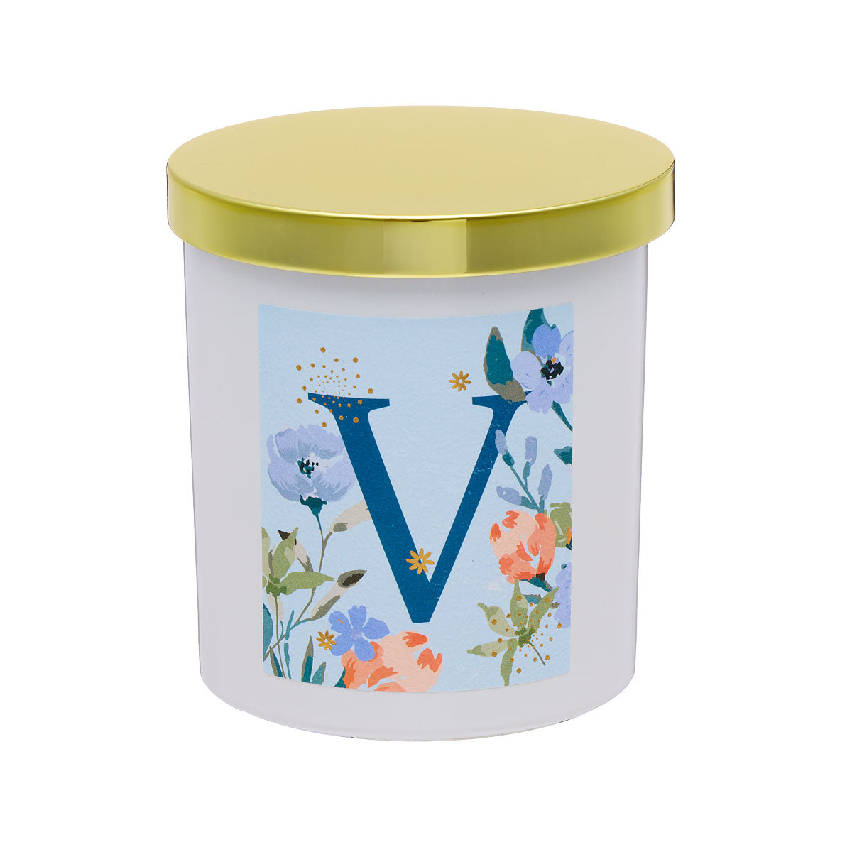 Floral Monogram Candle Gold Lid Assorted