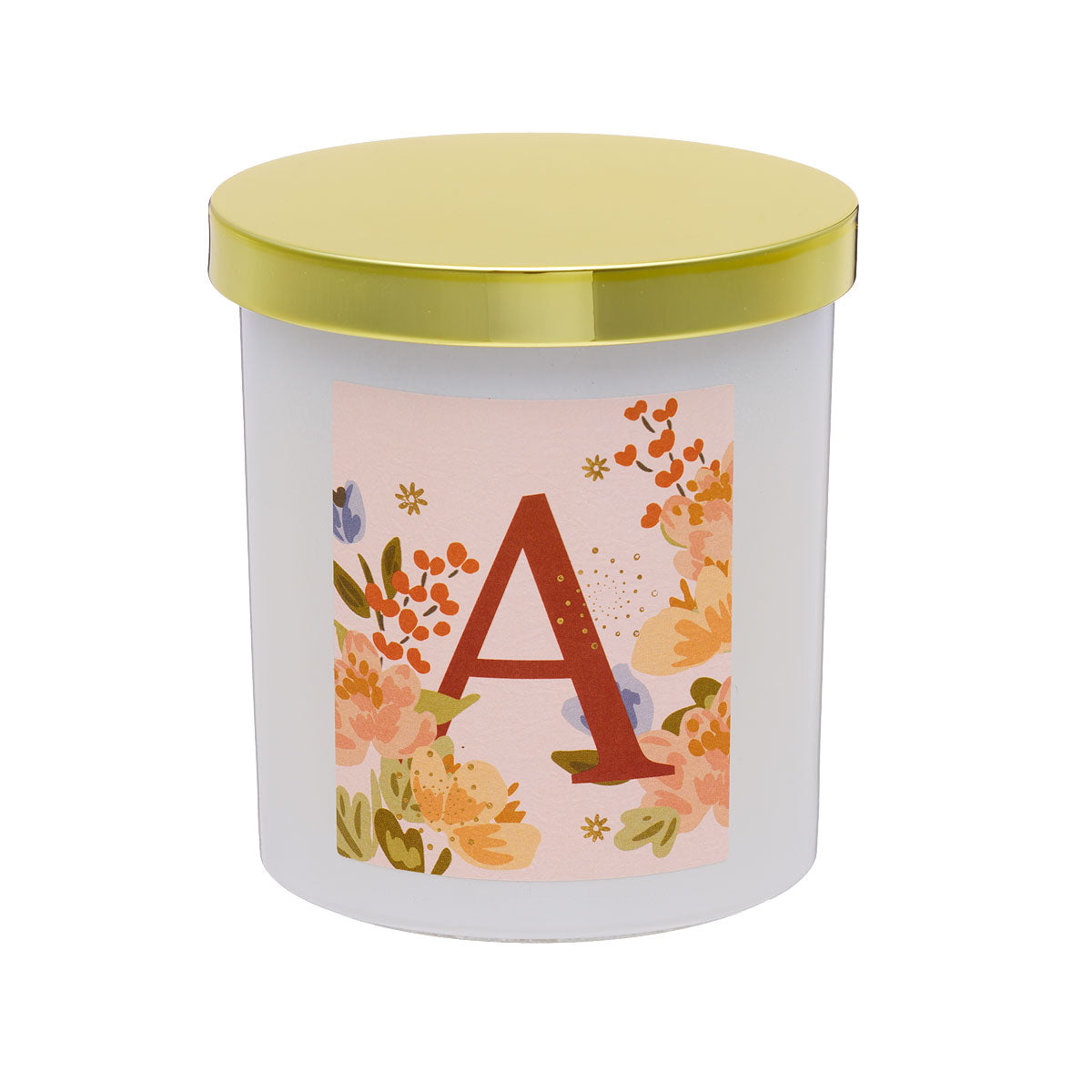 Floral Monogram Candle Gold Lid Assorted