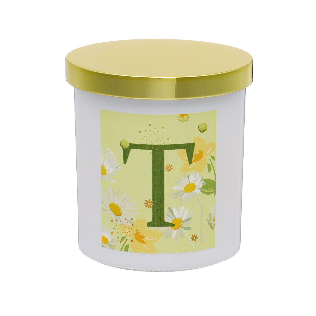 Floral Monogram Candle Gold Lid Assorted