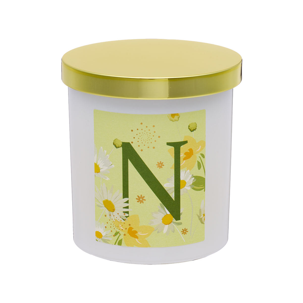 Floral Monogram Candle Gold Lid Assorted