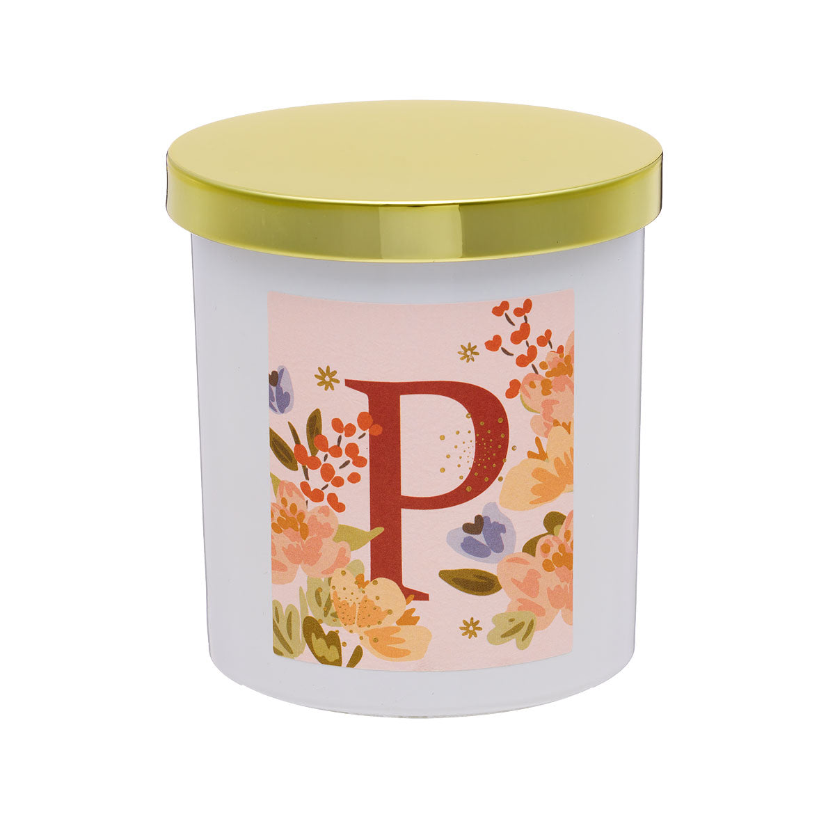 Floral Monogram Candle Gold Lid Assorted