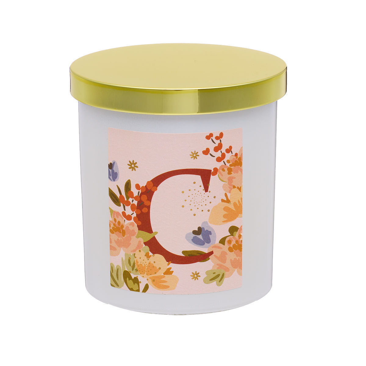 Floral Monogram Candle Gold Lid Assorted