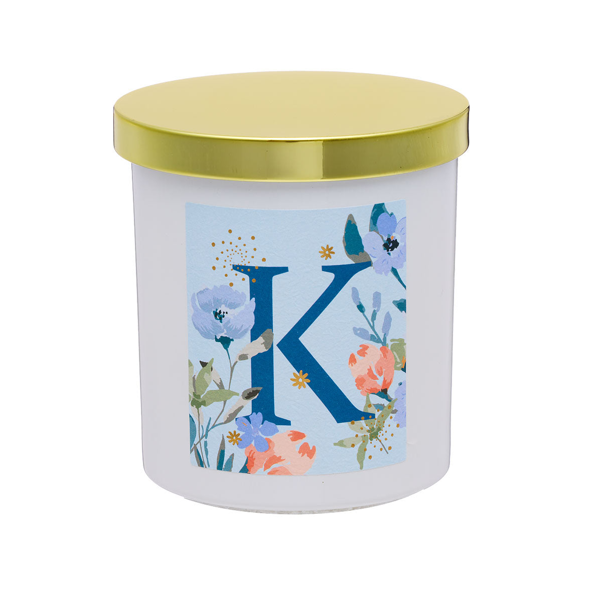 Floral Monogram Candle Gold Lid Assorted