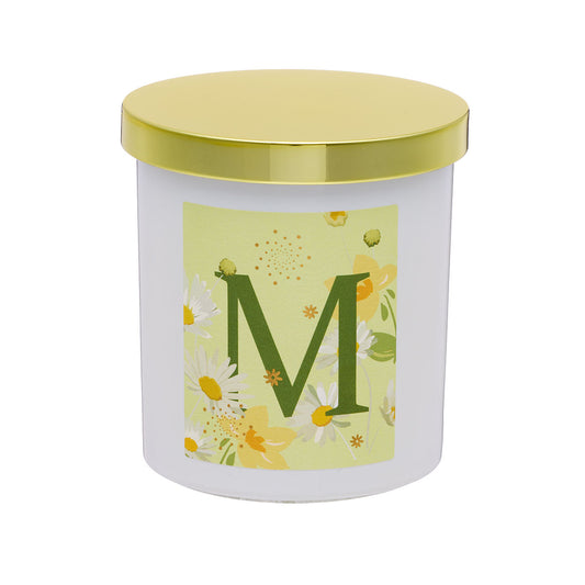 Floral Monogram Candle Gold Lid Assorted