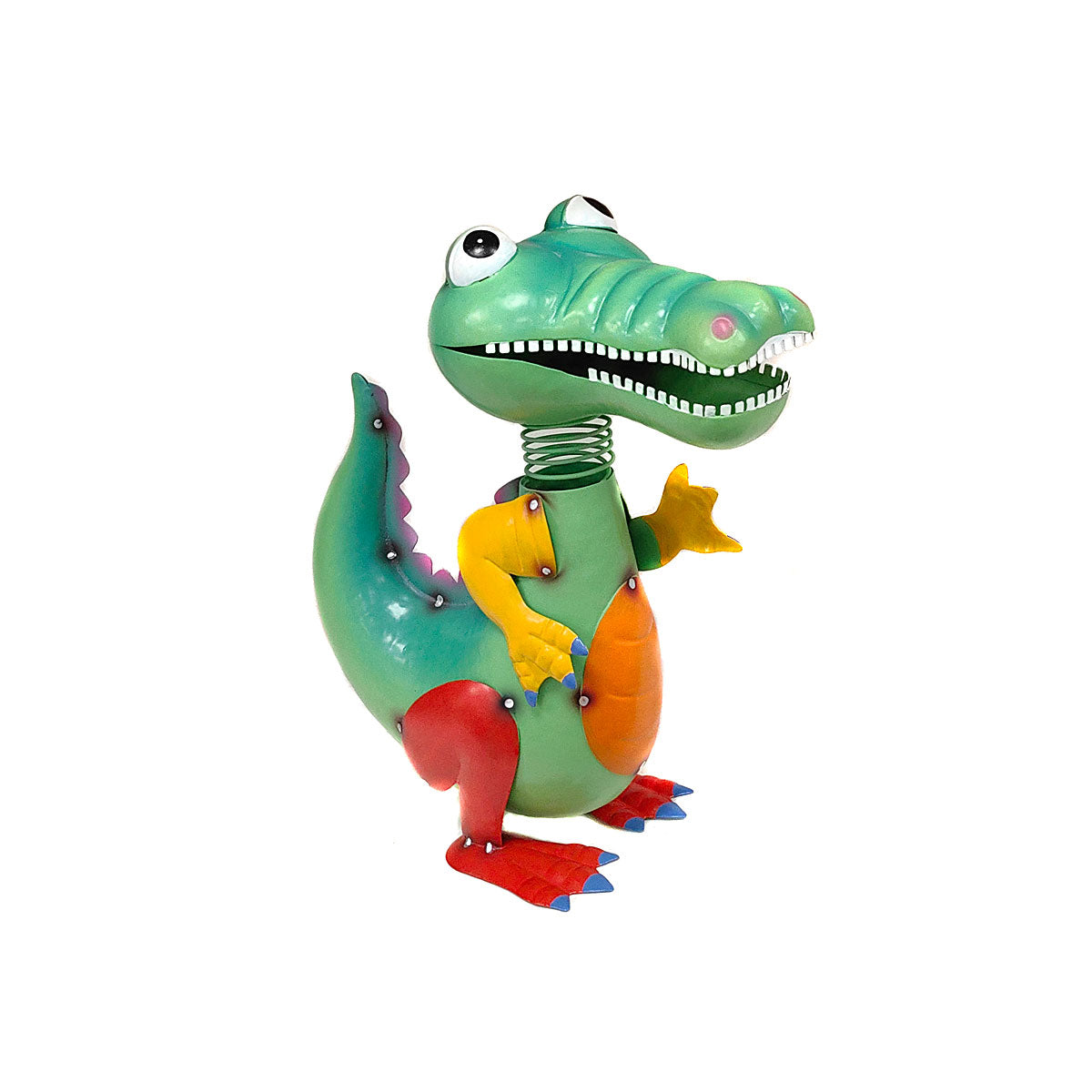 Statue Metal Crocodile Multi Colour