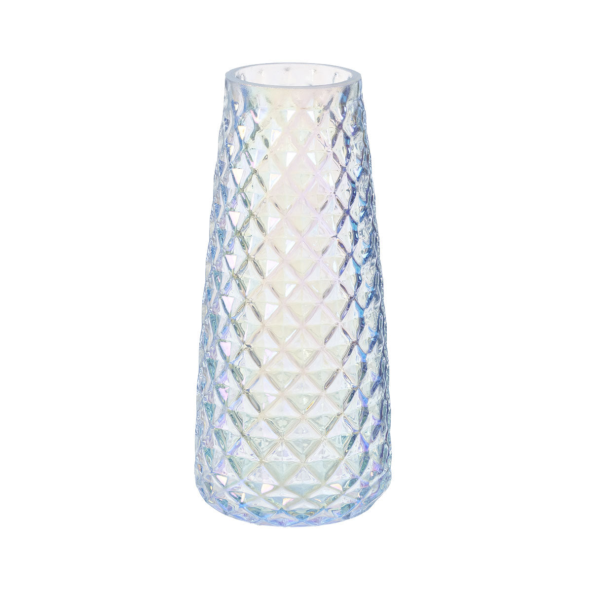Glass Diamond Pattern Vase Clear/Gold 20cm
