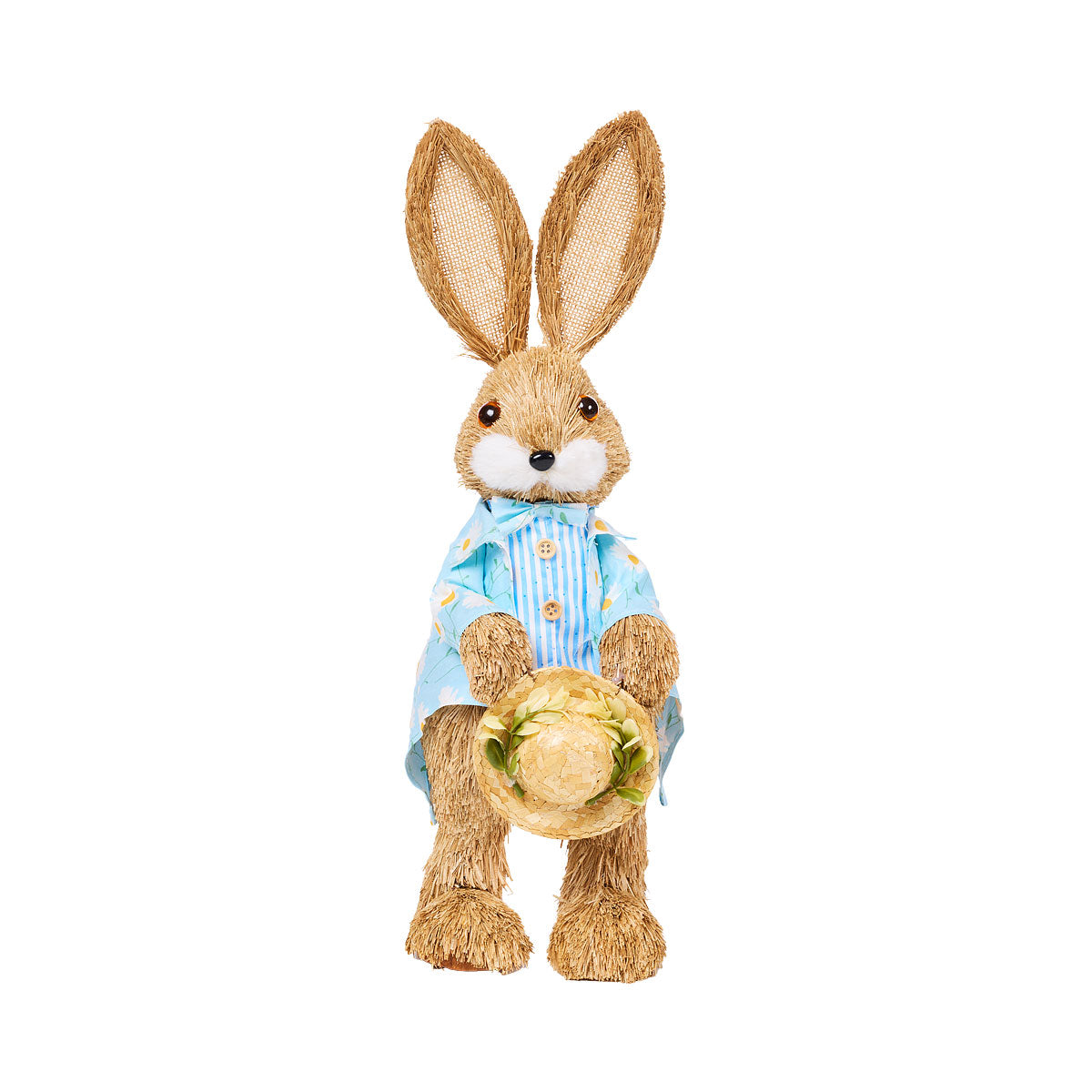 Easter Straw Bunny Holding Hat