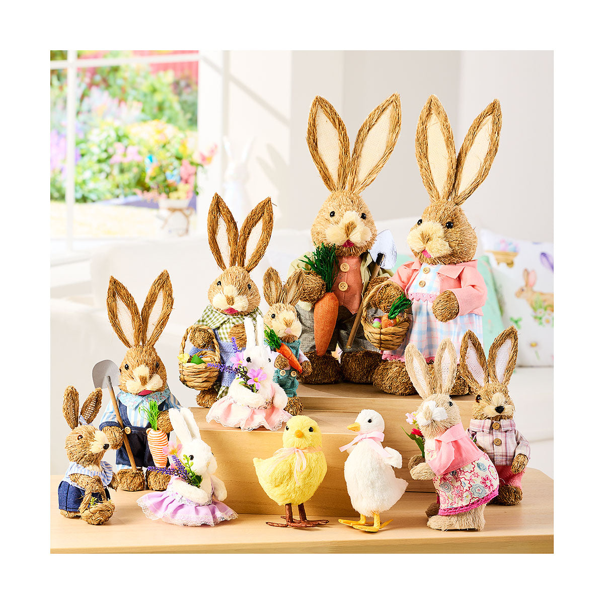 Easter Straw Bunny Carrot/Basket Assorted