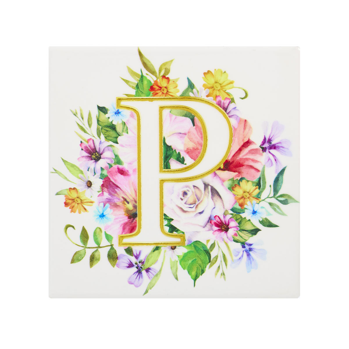 Ceramic Floral Monogram Coaster Assorted