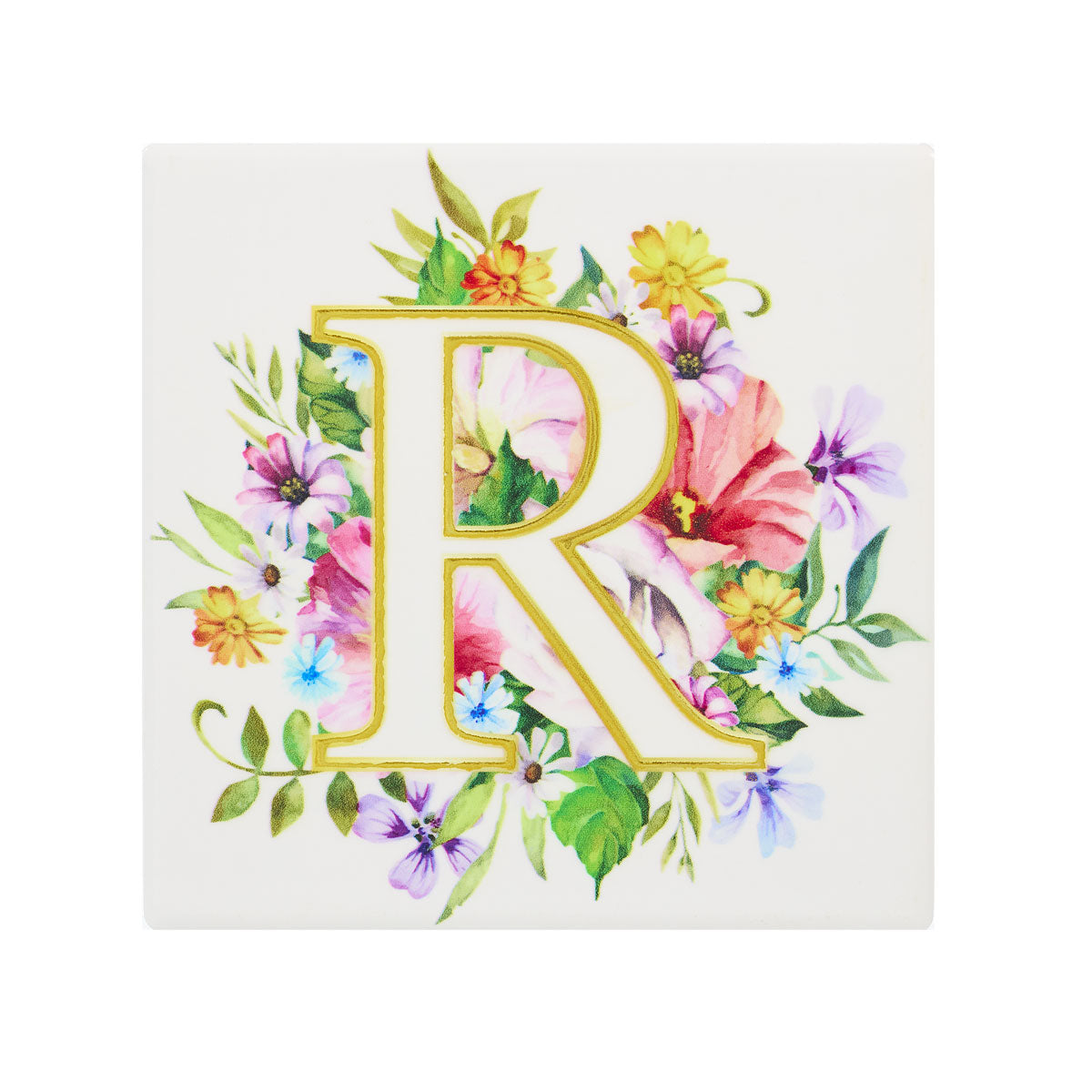 Ceramic Floral Monogram Coaster Assorted