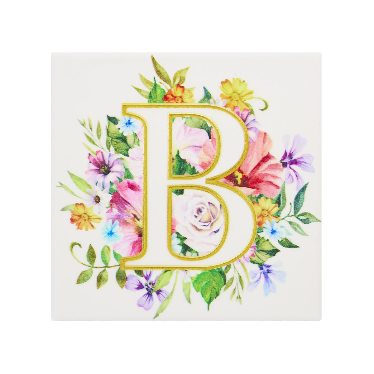 Ceramic Floral Monogram Coaster Assorted