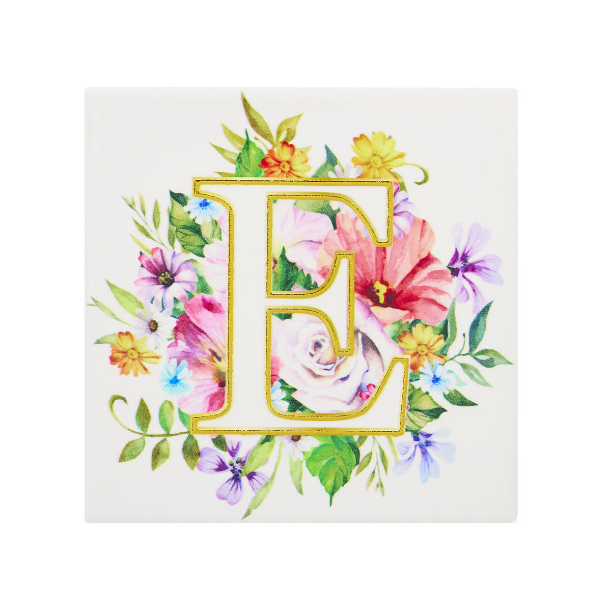 Ceramic Floral Monogram Coaster Assorted