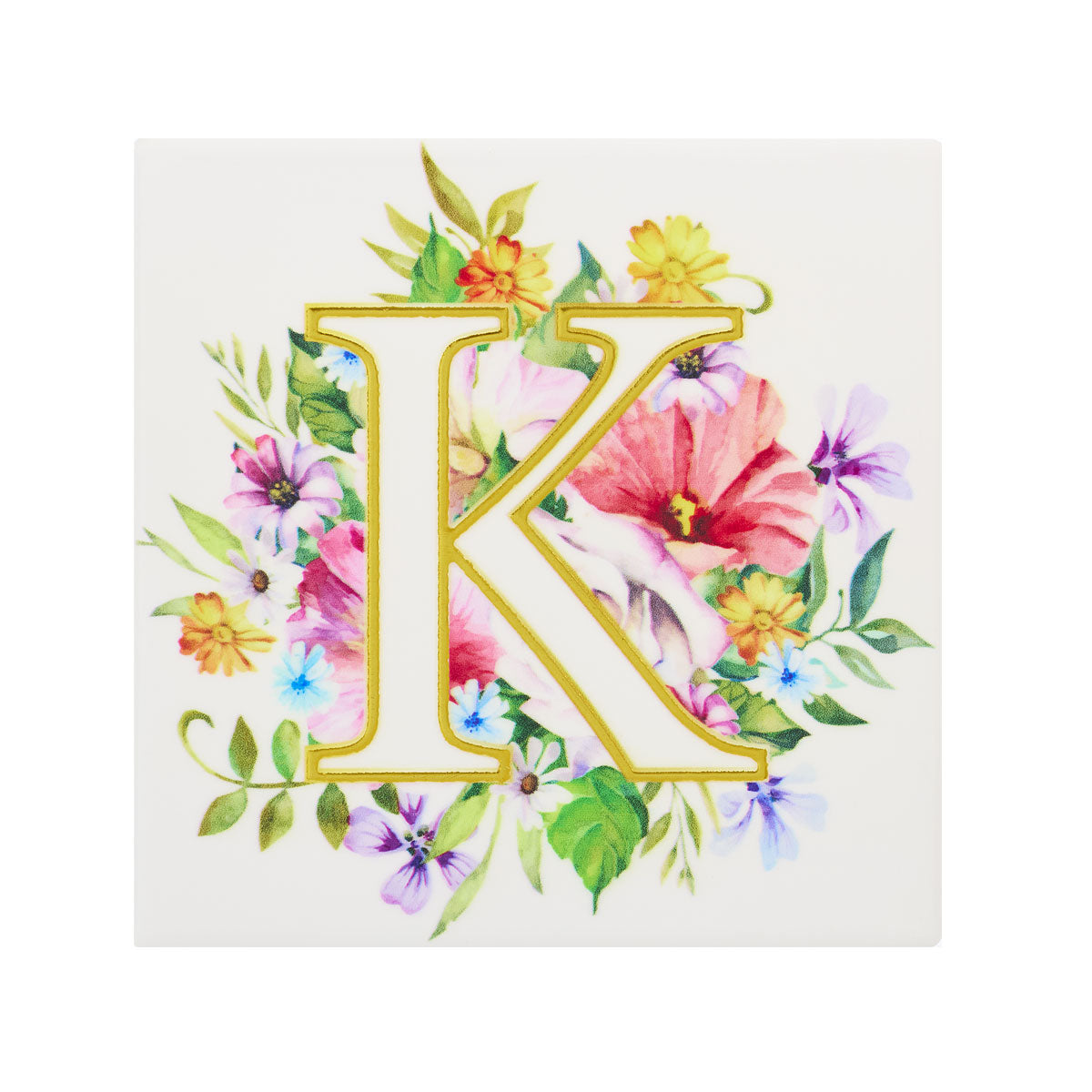 Ceramic Floral Monogram Coaster Assorted