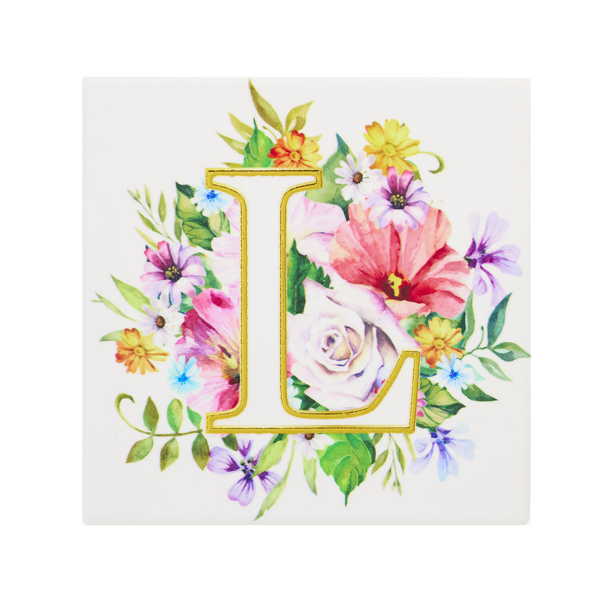 Ceramic Floral Monogram Coaster Assorted