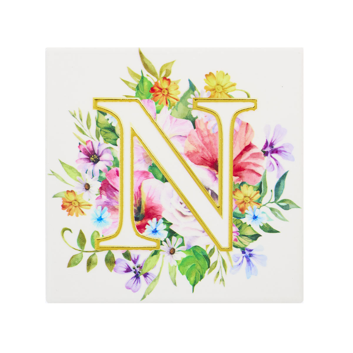 Ceramic Floral Monogram Coaster Assorted