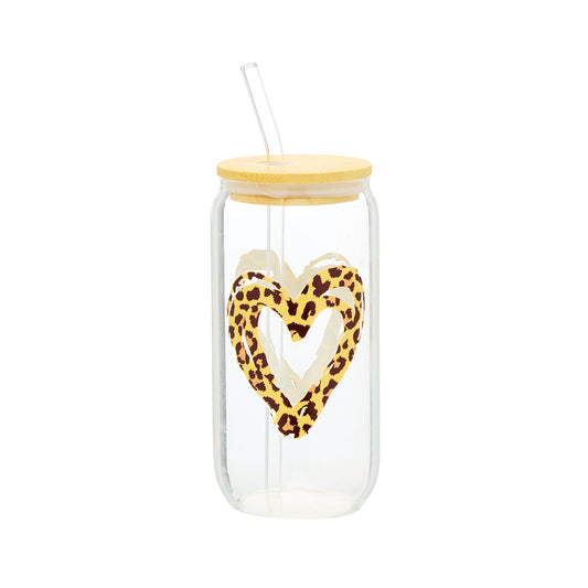 Leopard Glass Smoothie Cup 500mL Assorted