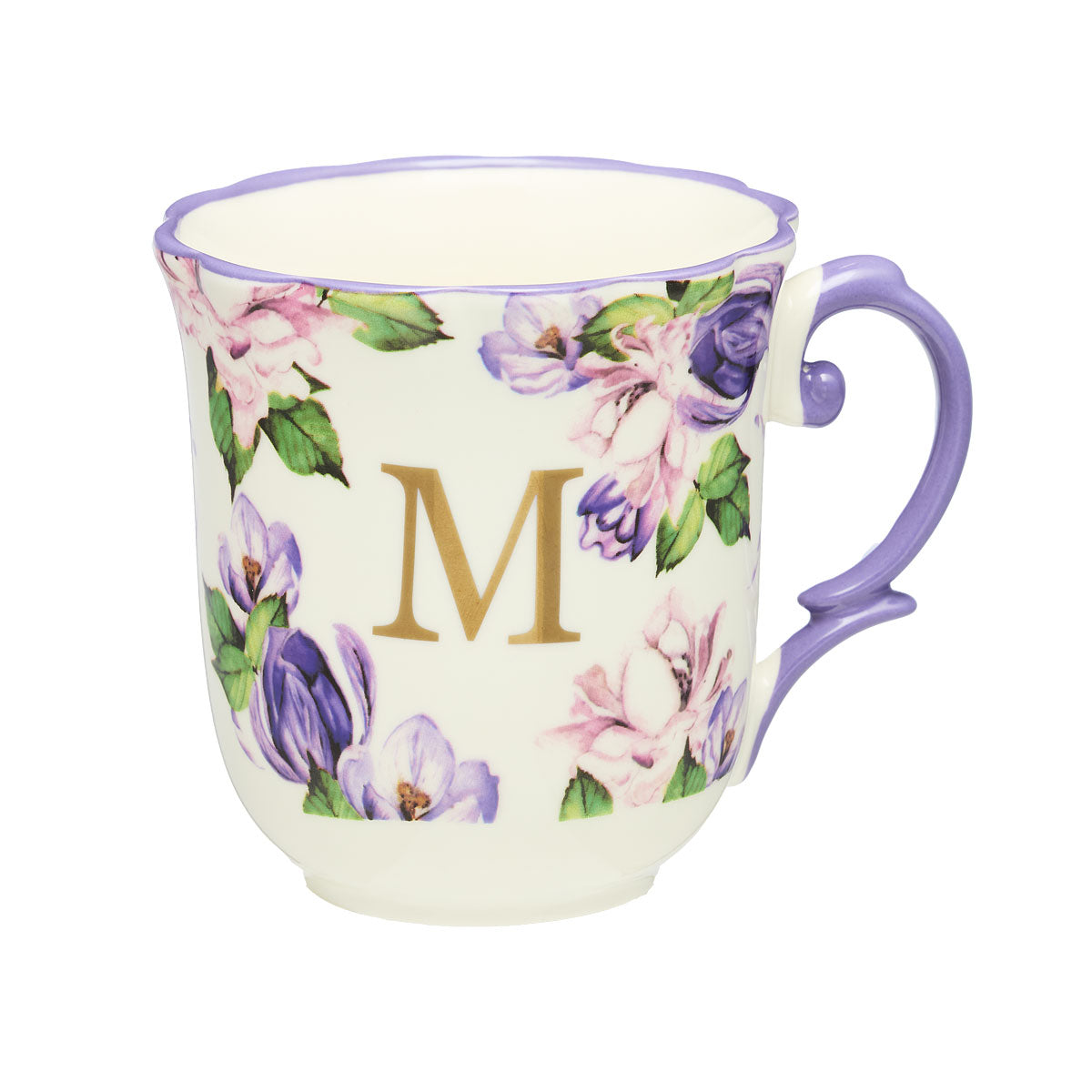 Classic Floral Monogram Mug M,J,A Assorted