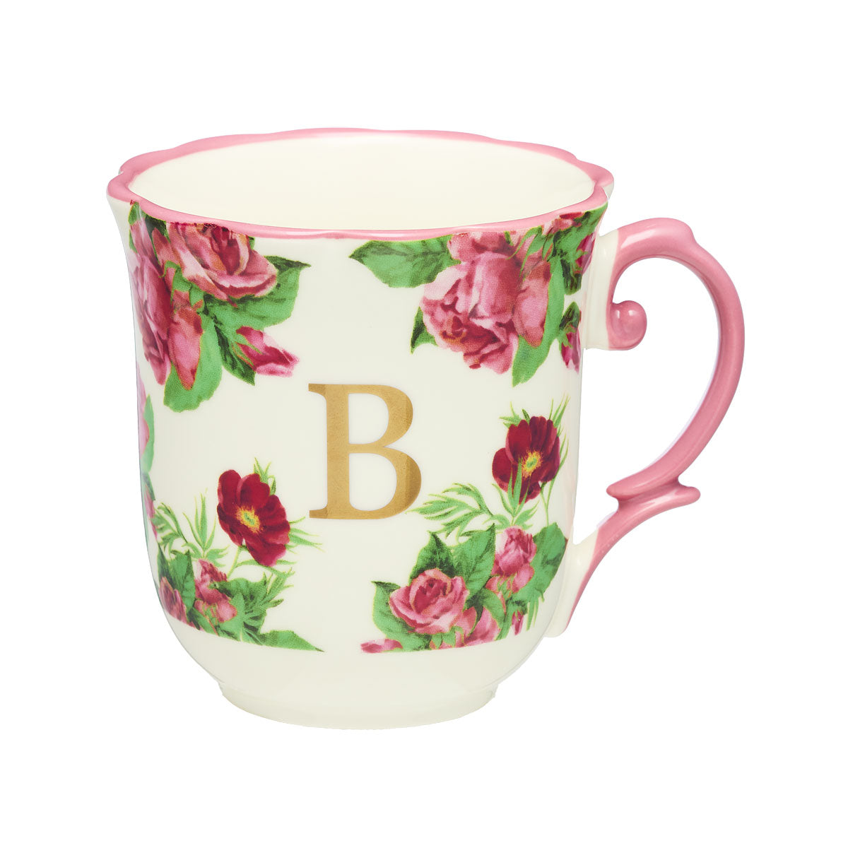 Classic Floral Monogram Mug B,E,T Assorted