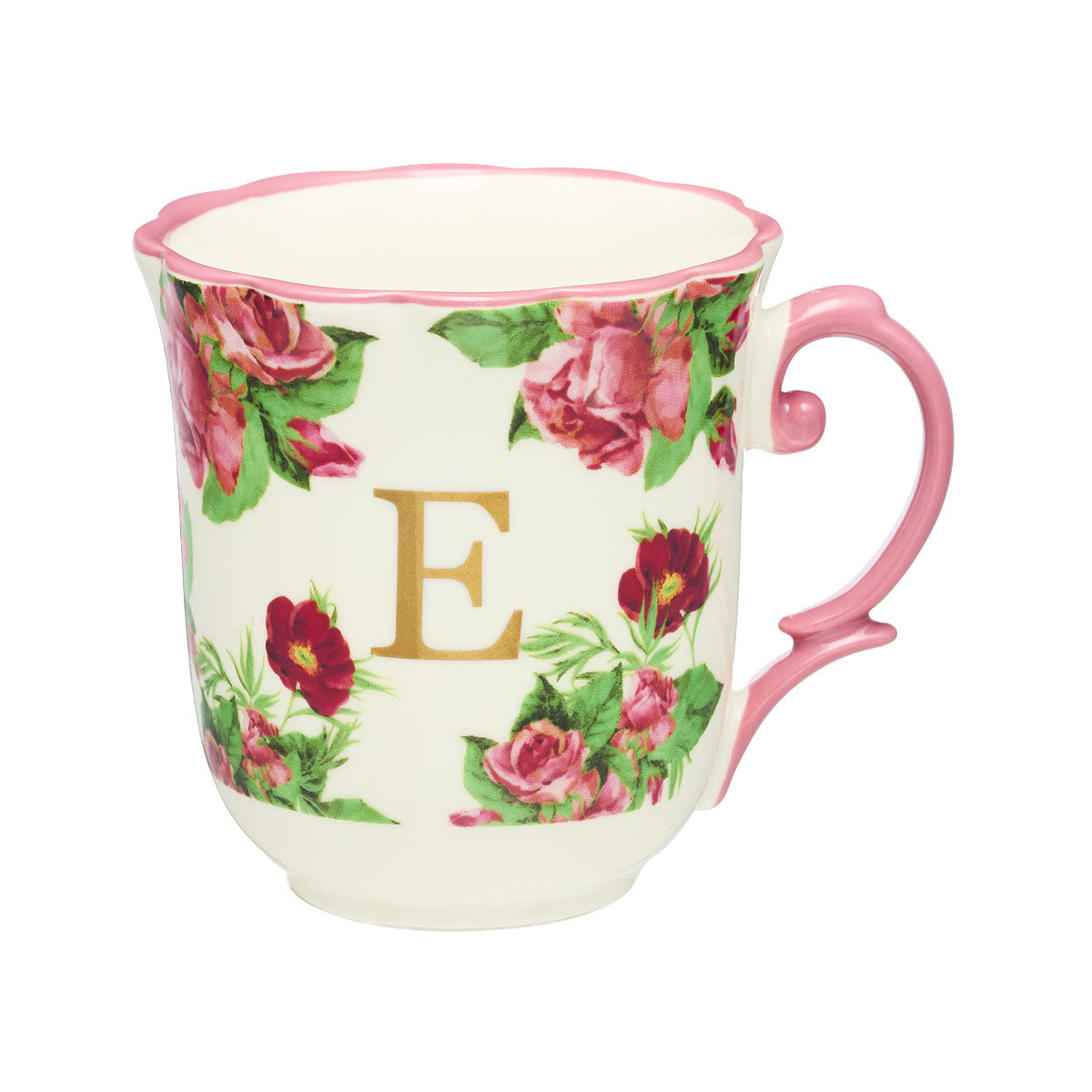 Classic Floral Monogram Mug B,E,T Assorted