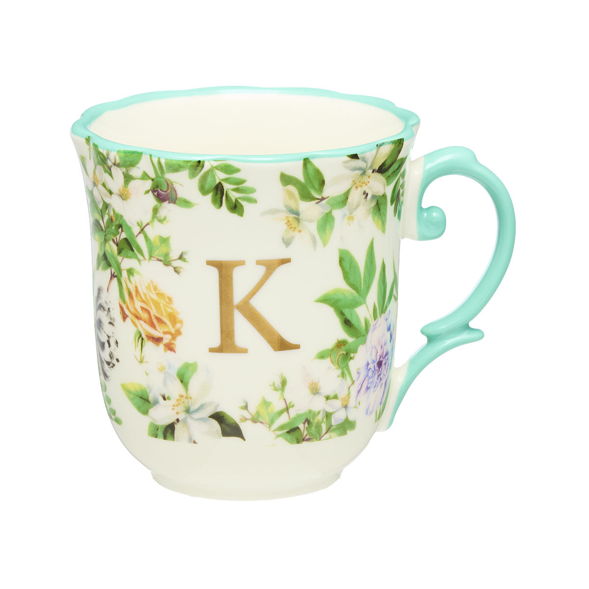 Classic Floral Monogram Mug K,H,N Assorted