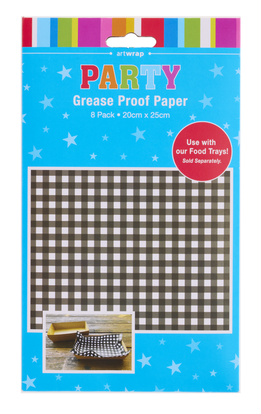 Grease Paper Black Gingham 8pk