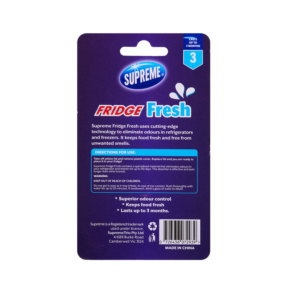 Supreme Fridge Freshener Lemon 30g