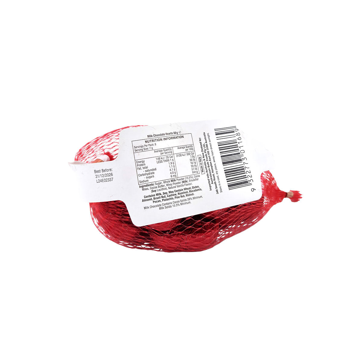 Milk Chocolate Red Hearts 56g