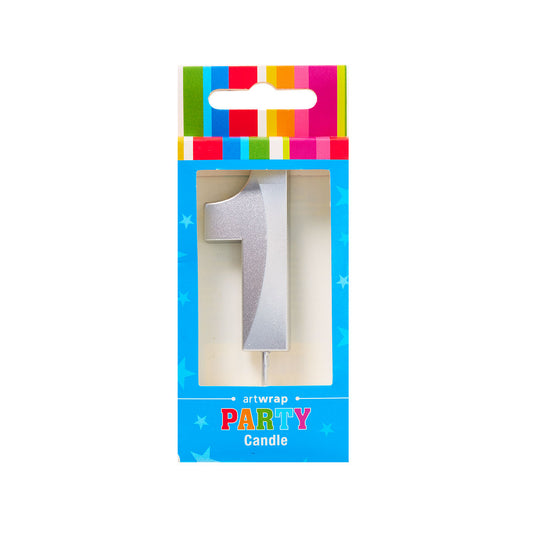Candle Single Number  Silver 1