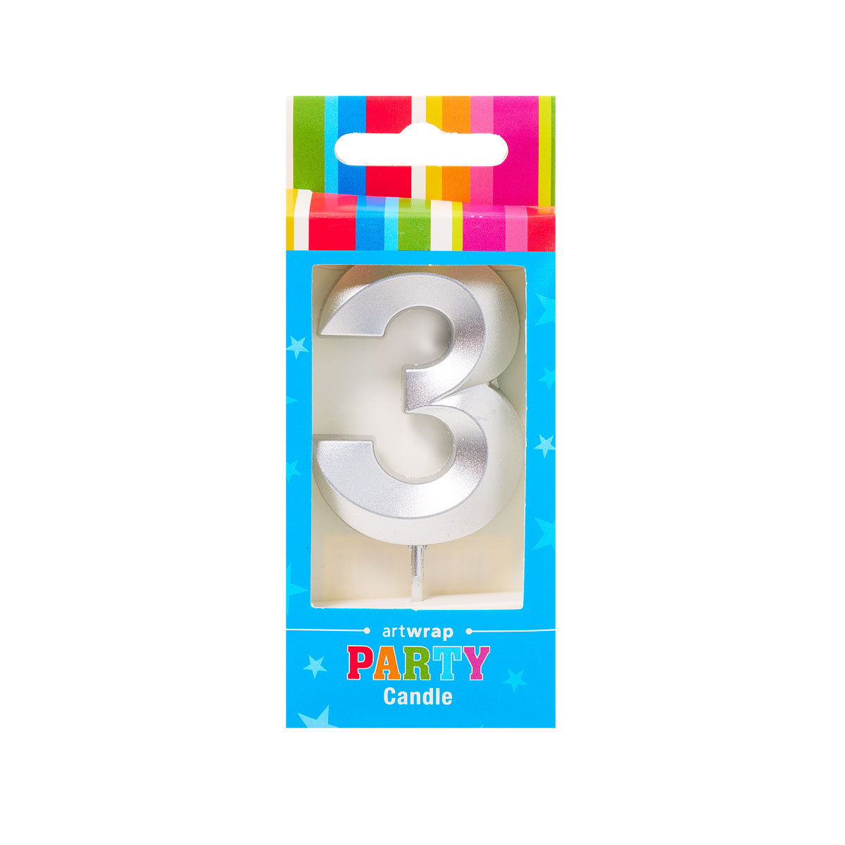 Candle Single Number Silver 3