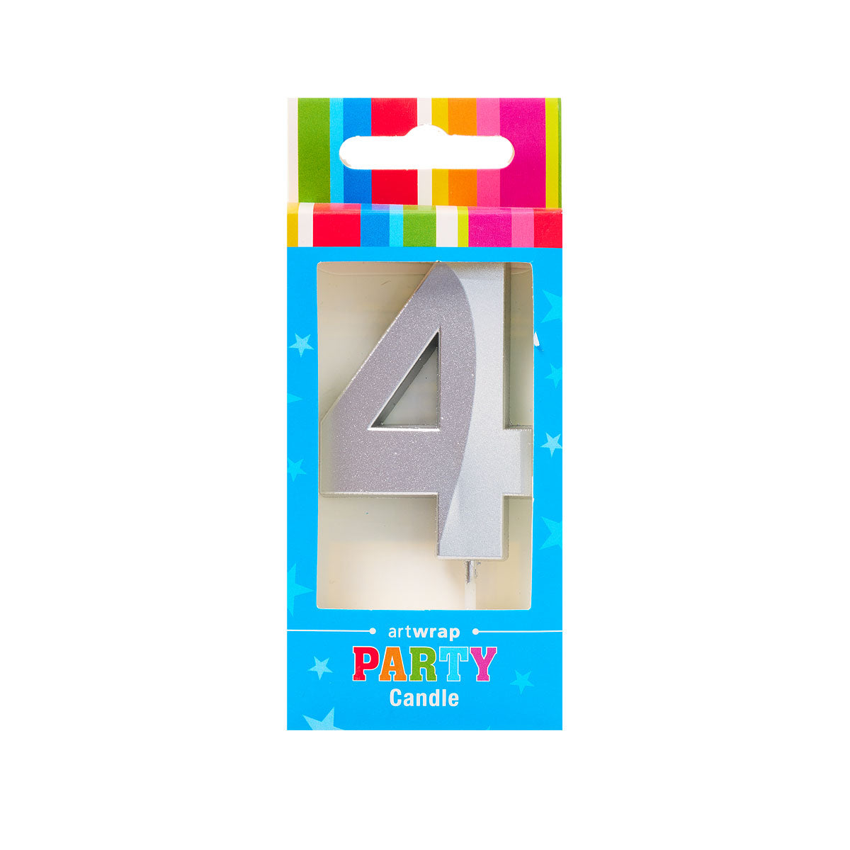 Candle Single Number Silver 4