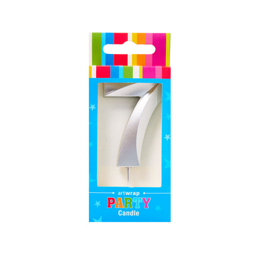 Candle Single Number Silver 7