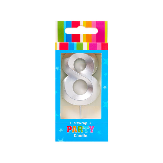 Candle Single Number Silver 8