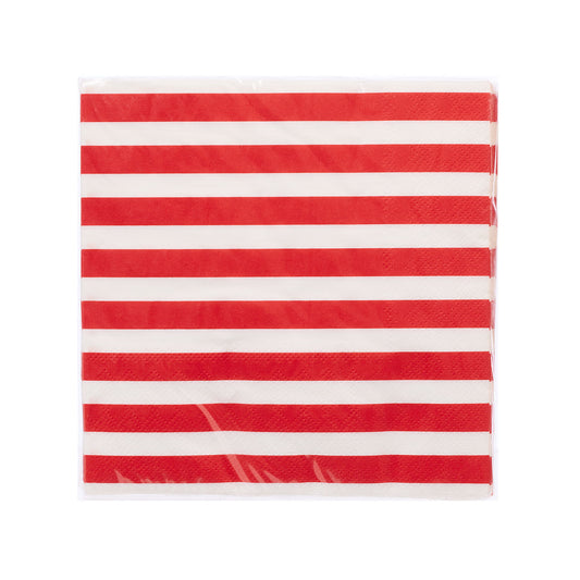 Red Stripe Napkin 2ply 33x33cm 20pk