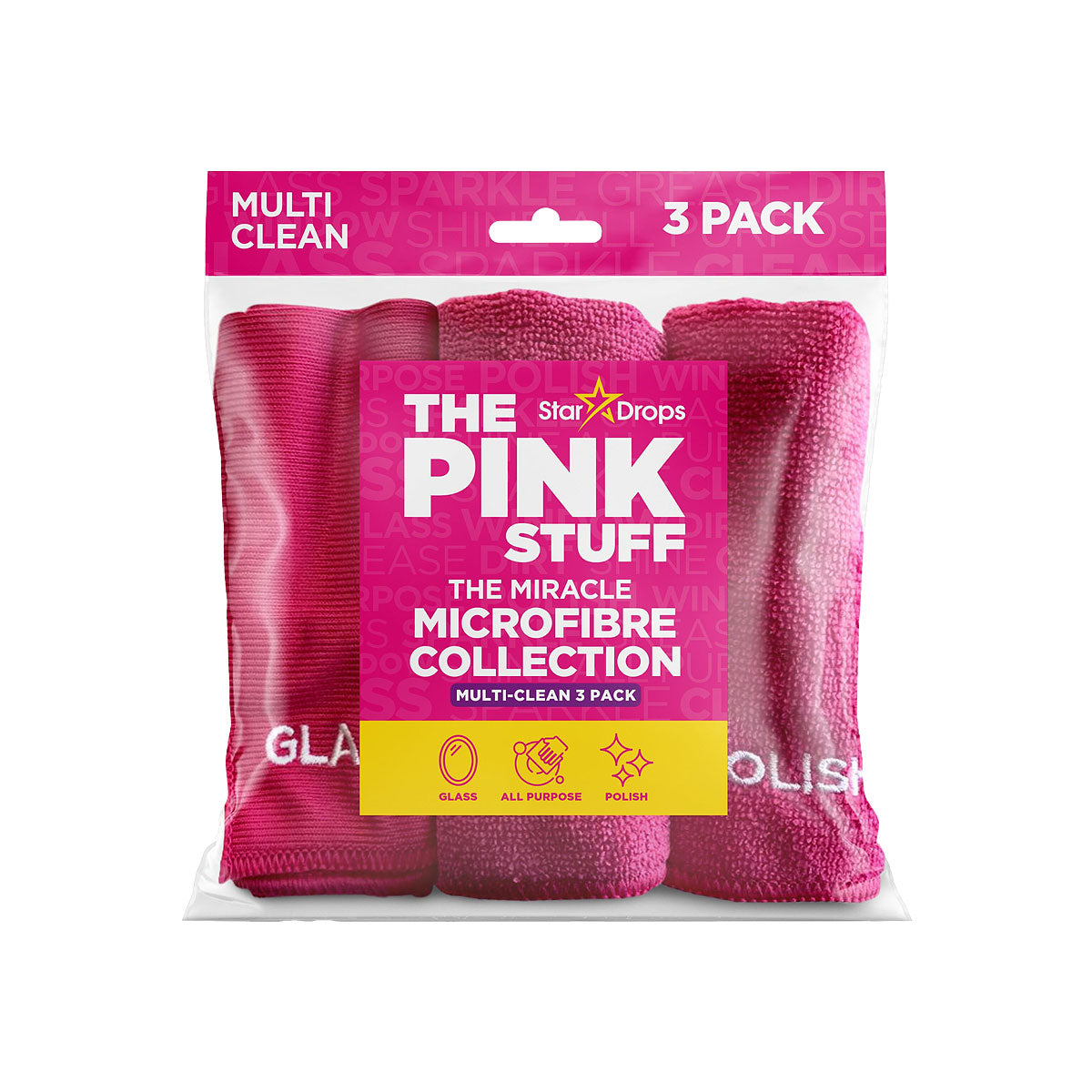 The Pink Stuff Microfibre Cloth 3pk