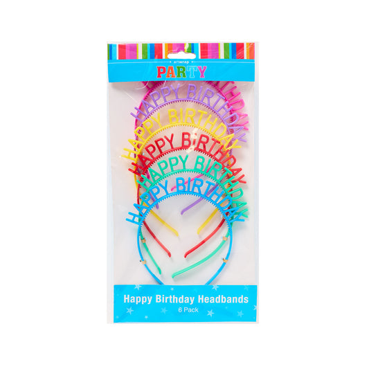 Headband Happy Birthday Assorted 6pk