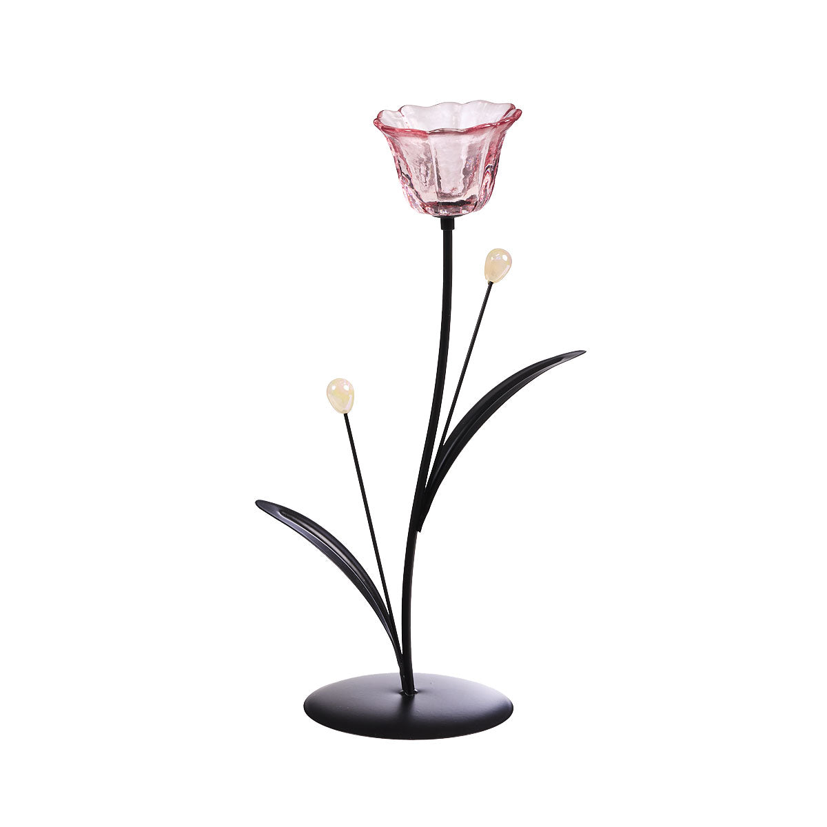 Tulip Glass Candle Holder Gold/Purple