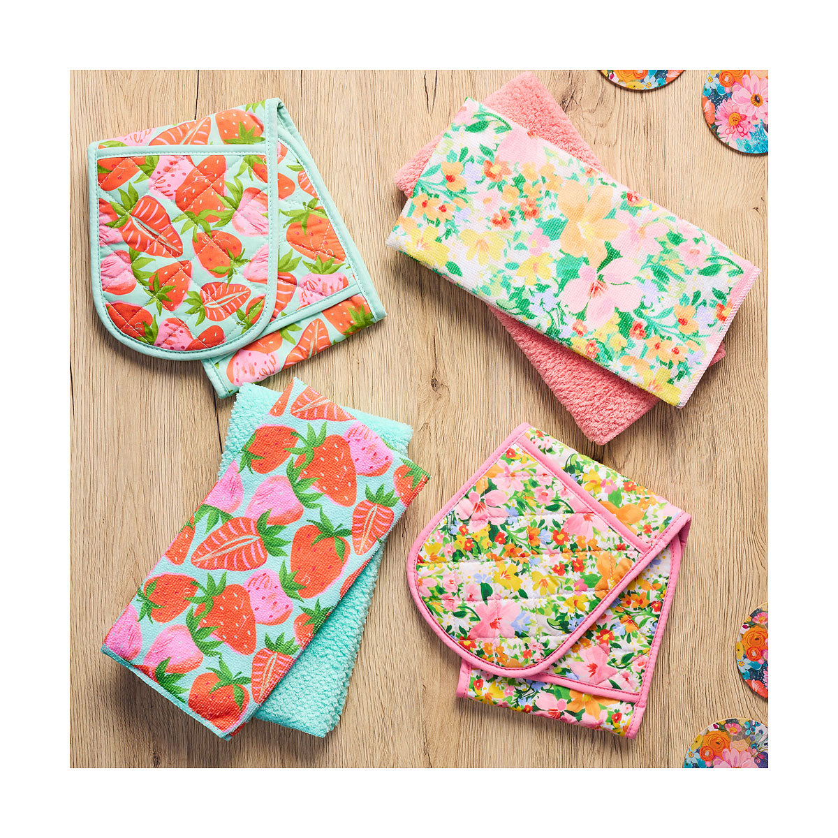 Printed Double Oven Glove Bloom/Strawberry