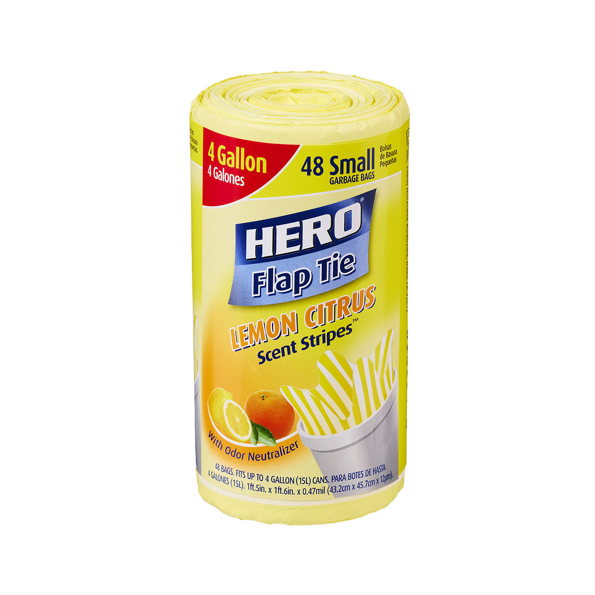 Hero Flap Kitchen Garbage Bag Lemon Small 48pk