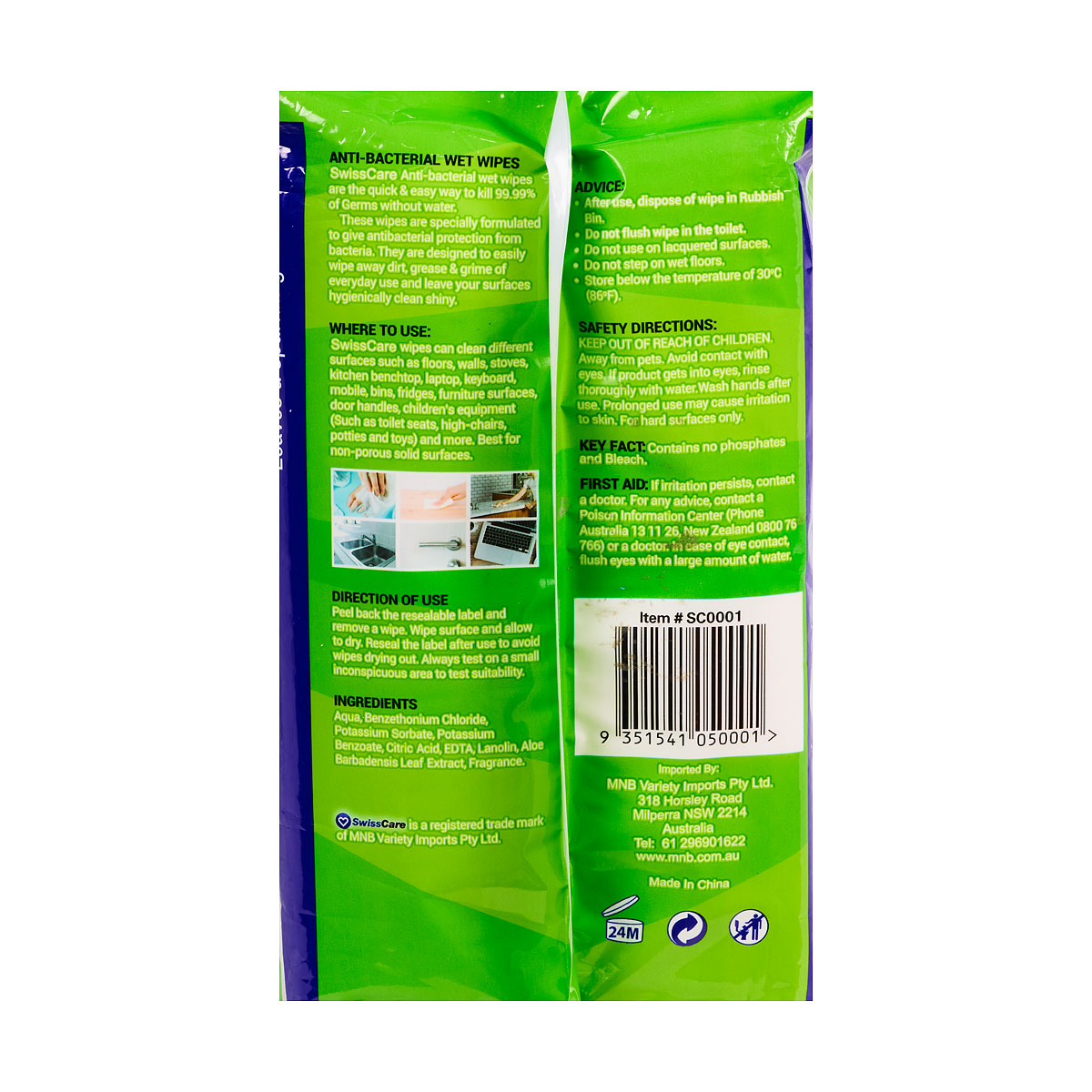 SwissCare Disinfectant Wipes Apple 150pk