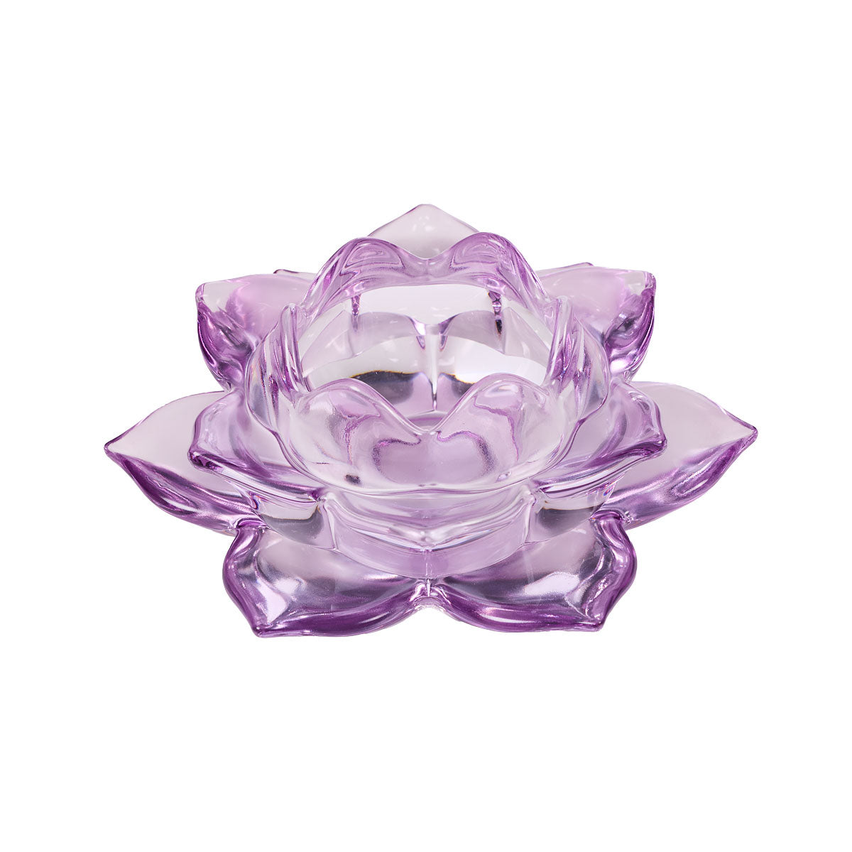 Lotus Flower Candle Holder Clear/Purple