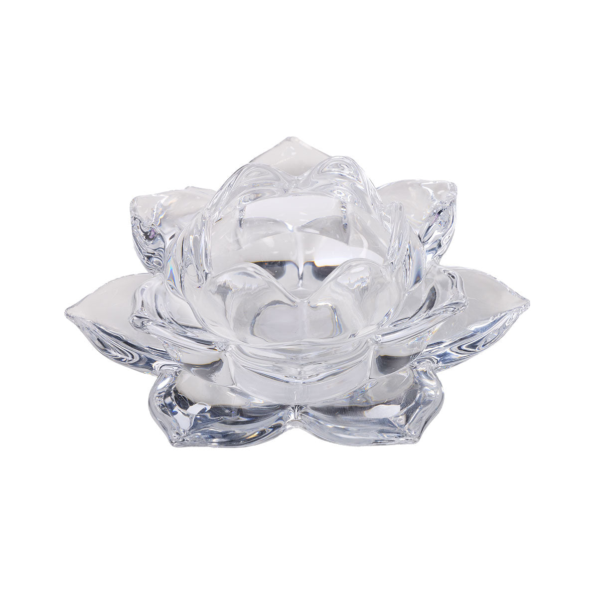 Lotus Flower Candle Holder Clear/Purple