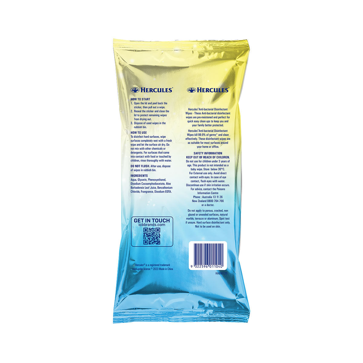 Hercules Disinfectant Wipes XL Lemon 120pk